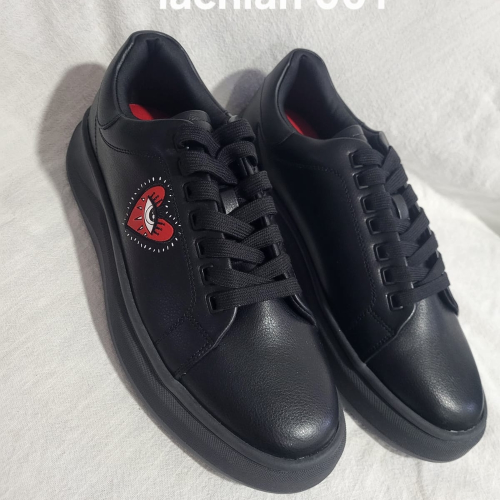 Aldo Black and Red Sneakers with Heart Logo